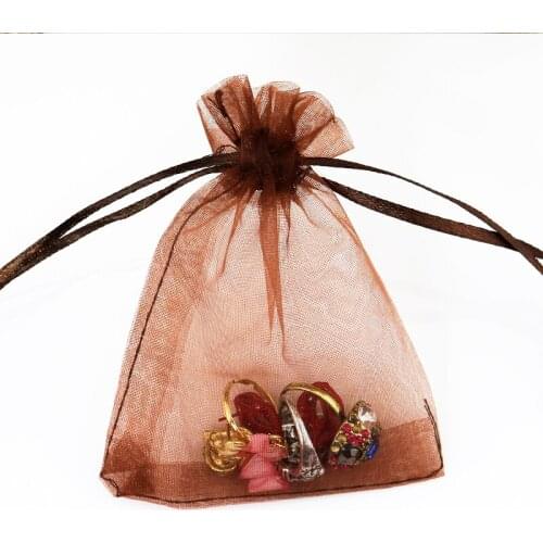 30X40cm (12"x16") Large Coffee Organza Bags Jewelry Storage Bags Organza Wedding Gift Bags Drawstring Pouches 100pcs/lot