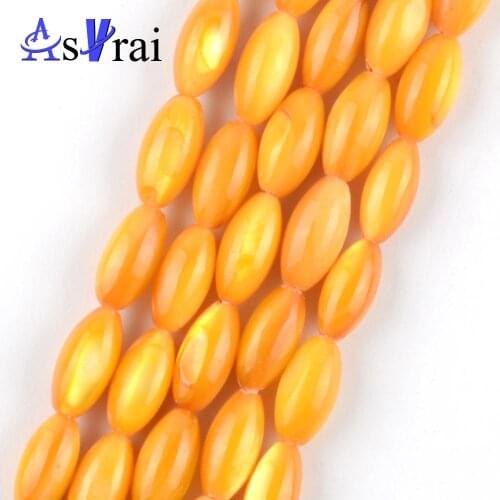 5*10mm Natural Stone Yellow Shell Stone Rice Beads For Jewelry Making Spacer Loose Beads Diy Bracelets Necklace Strand15"