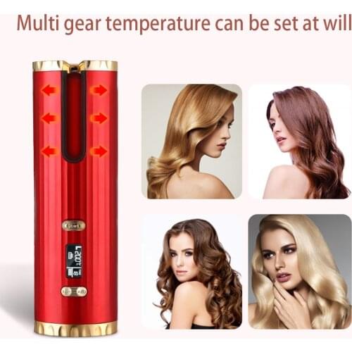 5pcs/set Cordless Automatic Rotating Hair Curler USB Rechargeable Hair Curling Iron Temperature Adjustable Styling Tool