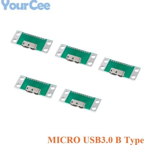 5pcs Micro-B USB 3.0 Micro B Type-B Adapter Test Board USB3.0 11pin Female Socket Connector Board Convertor Plate