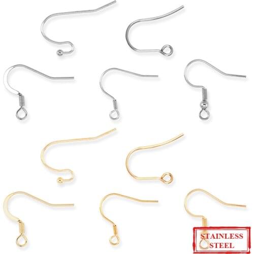 50PCS Stainless Steel Earrings Accessories For Jewelry Clasps Hooks Earring Findings For DIY Handmade Earring Making Supplies