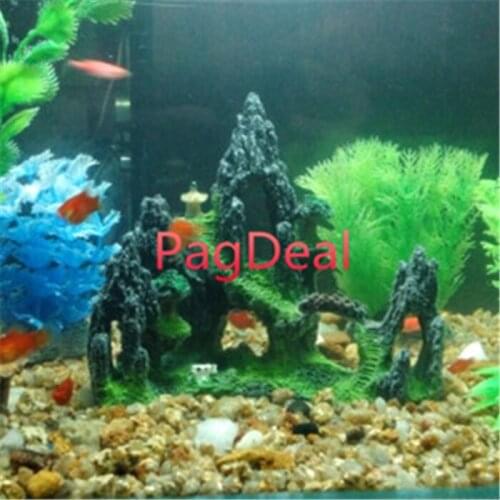 24cm 9.4" Aquarium Fish Tank Rockery Decoration Stone Mountain Bridge Rock Cave Resin Ornament For Swimming Hiding free shiping