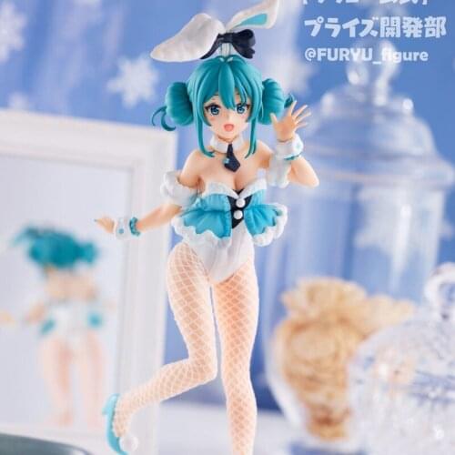 Anime Figure Prize Miku BiCute White Bunnies Ver. Action Original Furyu Japaense Colletible Model Toys Boys Free Shipping Items
