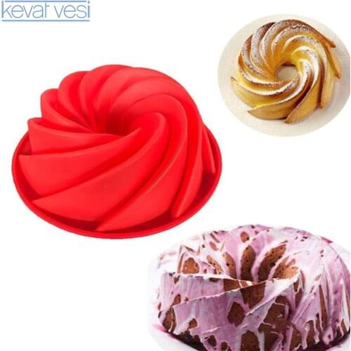 Large Spiral Shape Silicone Cake Mold 9Inch Cake Mould Diy Baking Tool Bread Pastry Mould Chocolate Mold Jelly Pudding Mold