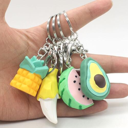 Keychain Classic Resin Fruit Watermelon Decoration Multiple Styles Keychain Ring Plant Cartoon Bag Hand Rope Pendant Couple 195