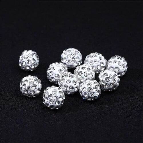 50pcs 4/6/8/10/12/16/20/30mm Beads Pave Crystal Bead Disco Ball For DIY Bracelet Earrings Jewelry Findings