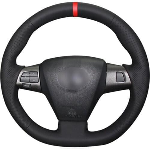 Black PU Artificial Leather Red Marker Car Steering Wheel Cover for Toyota Corolla 2011 2012 2013 RAV4 2011 2012