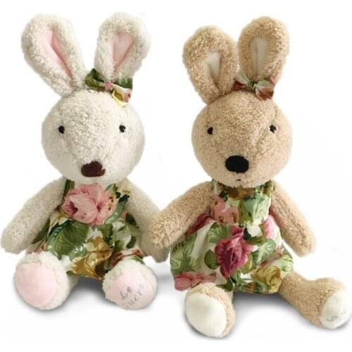 Kawaii Bunny Rabbit Plush Dolls Soft Stuffed Animals Floral Skirt Clothes Rabbits Toys for Girls Baby Kids Toy Birthday Gifts