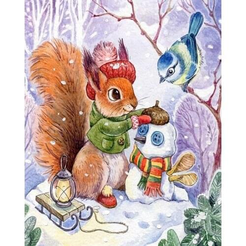 JMINE Div 5D squirrel bird snowman snow Full Diamond Painting cross stitch kits art Cartoon 3D paint by diamonds