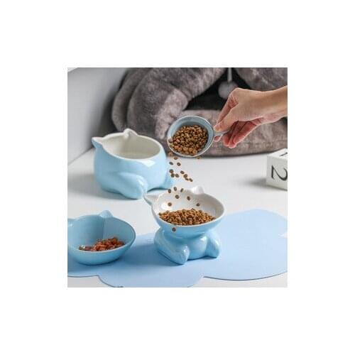Cat Bowl Ceramic Pet Bowl Cat Food Bowl Cat Water Bowl Neck Guard Mouth High Foot Feeding Bowl Cat Food Bowl