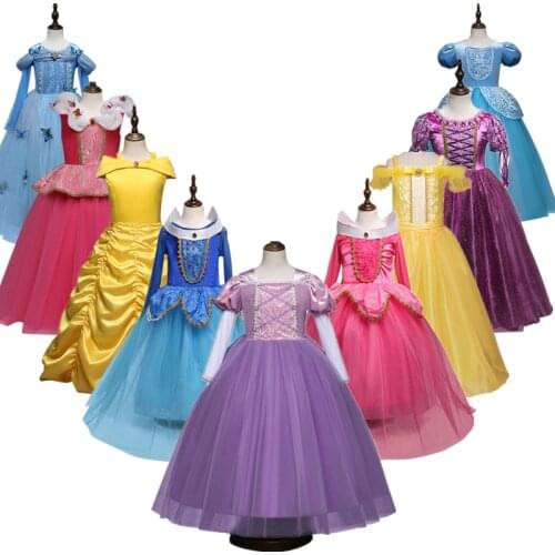 Girls Princess Costume Kids Halloween Cosplay Party Dress Children Christmas Dress Up Robe Fille