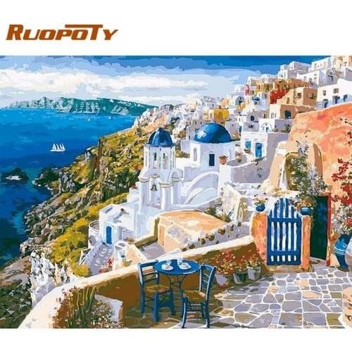 RUOPOTY Paint By Numbers For Adults Children Unique Gifts 40x50cm Frame Village Landscape Oil Picture By Number Home Wall Pictur