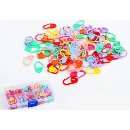 Mix 100pcs Plastic Markers Holder Needle Clip Craft Mini Knitting Crochet Locking Stitch