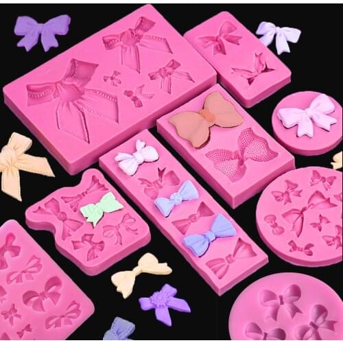 Cute Bow Silicone Mold Fondant Cake Decorating Tools Chocolate Gumpaste Moulds Kitchen Accessories Pastry Baking Gadgets