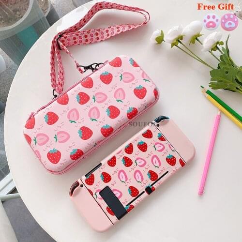 Kawaii Portable Hard Shell Case for NS Switch Carrying Storage Bag for Nintendo Switch NS Console Game Accessories + TPU Cover