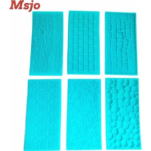 MSJO 6pcs Bark Wall Stone Flower Fondant Silicon Cake mold Cake Lace Pattern DIY Cake Decoration Mold Paste Pastry Tools Hot New