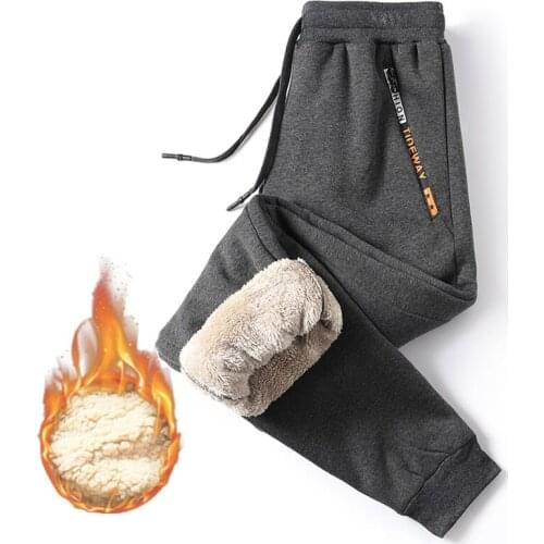 M-8XL Thicken Sweatpants Winter Mens Plus Fleece Padded Cotton Trousers Slim Plus Size Warm Pants Trend Sports Joggers Male