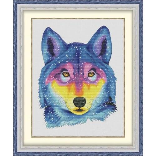 Star wolf 37-45 Cross Stitch Set DIY Kit Embroidery Needlework Craft Packages Cotton Fabric Floss