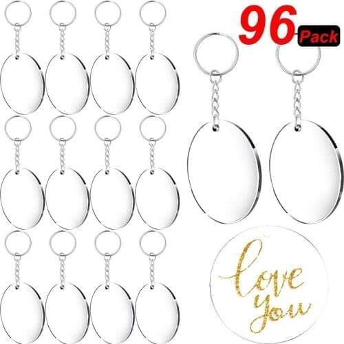 DIY Acrylic Key ChainsTransparent Circle Discs Sets Key Chains Clear Round Acrylic Keychain Blanks Keychain for Chain Ring