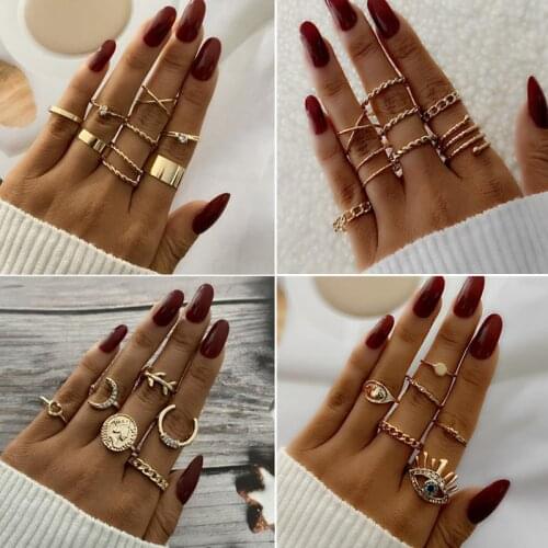 Vintage Punk Gold Silver Plated Rings Set for Women Men Fashion Retro Antique Finger Ring Fashion Party Jewelry 2021 New