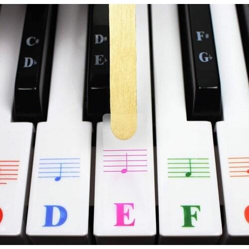 Piano Letter Notes Stickers 61 Key Transparent Color Keyboard Hand Roll Piano Keyboard Transparent Stickers Notation
