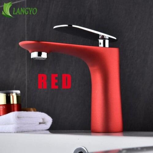 New Hot sell Brass Baking finish bathroom basin Faucet / Fashion 6 Colors Hot and Cold Water Mixer Tap White tap Basin mixer