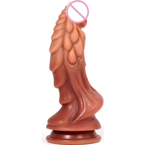 New Liquid Silicone Realistic Dildo Animal Unicorn Thick Dildo, Huge Suction Cup Penis Artificial Big Dick Sex Toys For Woman