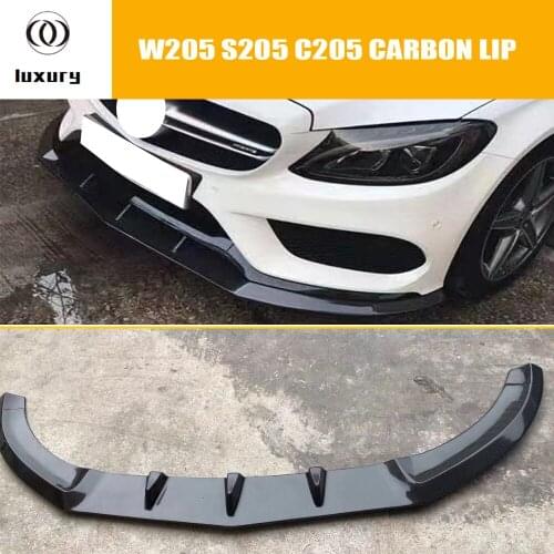 PSM Style Carbon Fiber Front Bumper Chin Lip for W205 C205 S205 Sedan Coupe Wagon C180 C200 C300 C450 C43 with AMG Package 15-18