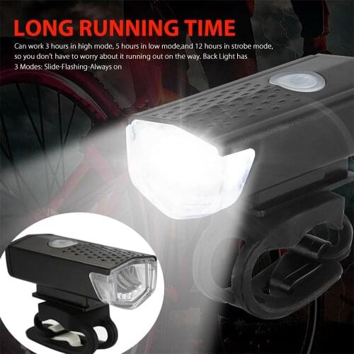 Rechargeable Bicycle Light USB LED Set Mountain Front Back Headlight Lamp Flashlight Outdoor Bike Cycling Sports