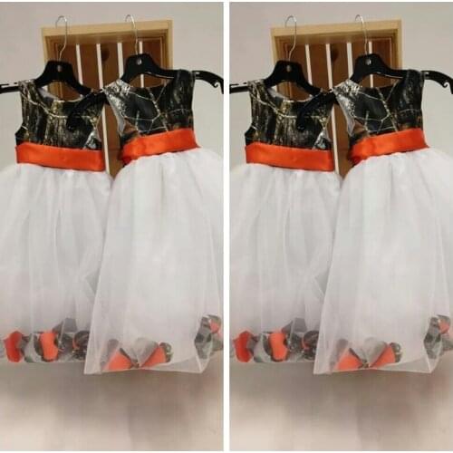 O-Neck A-Line Camo Flower Girls Dresses Tulle Skirt Kids Formal Wear 2020 Camouflage Custom Real Tree Girl Birthday Party Gowns