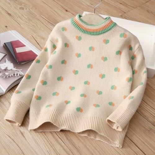 2021 Autumn Spring 3 4 6 8 10 12 Years Kids Childrens Color Patchwork Dot Knitted Pullover Winter Heart Sweater For Baby Girls