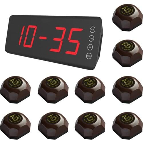 SINGCALL Wireless Waiter Servicing System,Servicing custom,10pcs APE560 Coffee Color Buttons and 1 SC-R50 Fixed Screen Receiver