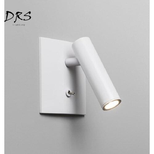 Modern Simple Hotel Guest Room Bedside Small Wall Lamp LED Reading Lights Embedded Rotary High-end Bedroom Room Study Wall Lamp