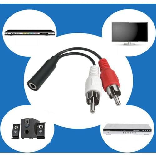 Universal 3.5mm Stereo Audio Female Jack To 2 Rca Male To Aux Y 3.5 Splitte Socket Cable Extension Adapter Audio Lead Headp N8G7