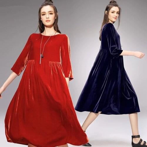 2020 Womens Velvet Dresses Spring Women Party Dress vestidos plus size Autumn long velour dress