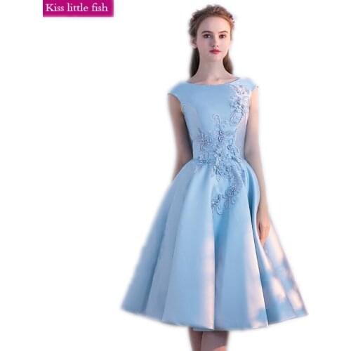 Free shipping 2019 new Light blue graduation dresses Special occasion dresses Vestidos de graduacion cortos
