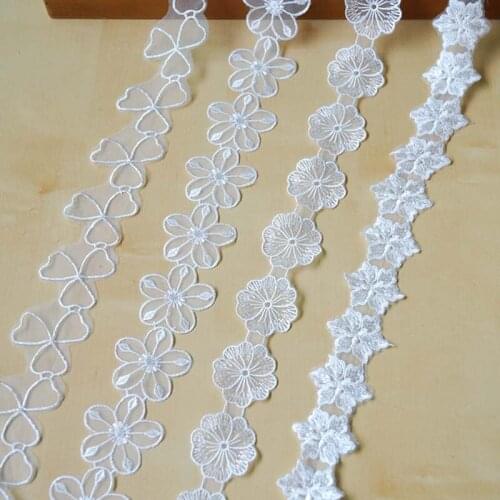 20Yards White Lace Applique Water Soluble Embroidery Ribbon Clothing Mesh Trim Decor Skirts Curtains DIY Sewing Accessories 4cm