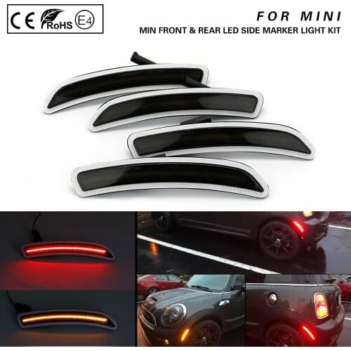 4X For Mini F55 F56 F57 2014 2015 2016 2017 2018 2019 2020 Front+Rear LED Side Marker Light Clear lens Amber/Red US Version