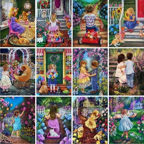 HUACAN DIY 5D Diamond Painting Kids Mosaic Garden Craft Kit Full Square Diamond Embroidery Cross Stitch Portrait Handmade Gift