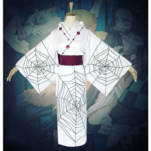 Anime Comic Demon Slayer Kimetsu no Yaiba Cosplay Costumes Rui Cosplay Costume Uniforms Suits Blade Of Demon White Kimono