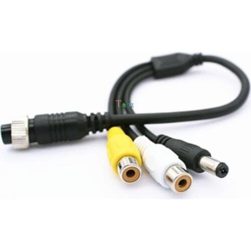 Car aviation 4-Pin Aviation Female to 2RCA Male & DC Jack Female For Vehicle Car Rear View Cam Adapter Cable