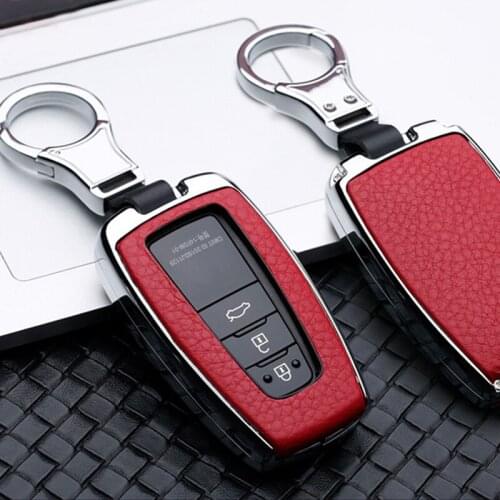 Car Galvanzed Alloy&Leather Key Chain Holder Case Cover For Toyota CHR C-HR Prado Camry Avalon Prius Corolla RAV4 2/3/4 Button