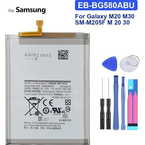 Battery EB-BG580ABU 5000mAh For Samsung Galaxy M20 M30 SM-M205F M 20 30 Bateria