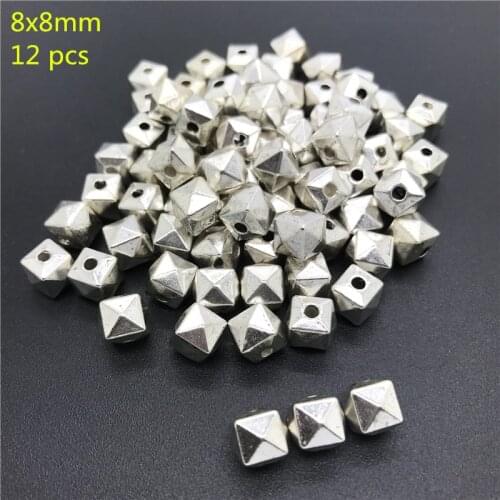8x8mm 12pcs Alloy Beads Cap Jewelry Findings Ancient Silver Charms Pendant Charms For Jewelry Making DIY Accessories PJ001
