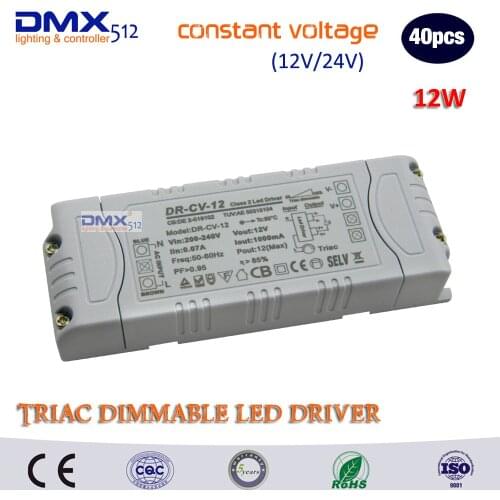 DHL Free shipping Triac Dimmable LED Driver Constant Voltage(DC12V/DC24V) 12W LED Power Supply