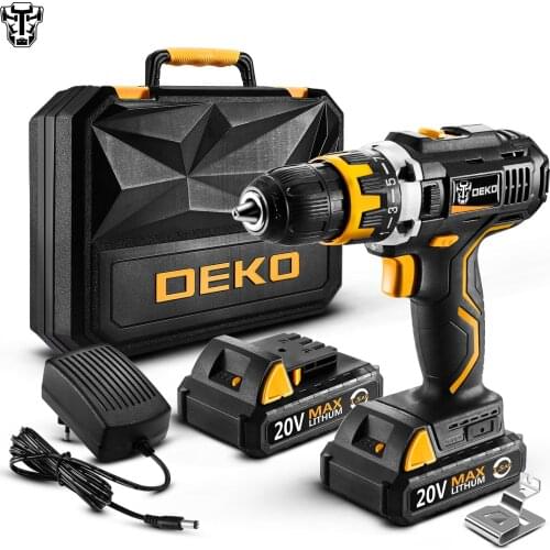 DEKO GCD20DU2-S4 20V Electric Screwdriver Cordless Drill Power Driver Max DC Lithium-Ion Battery Woodworking Drill Kit
