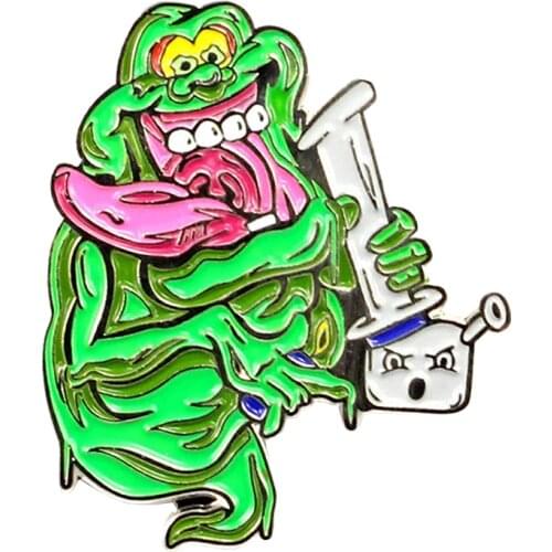 Ghostbusters Marshmallow Man Bong Rip Stoner badge Slimer Stay Puft enamel pin