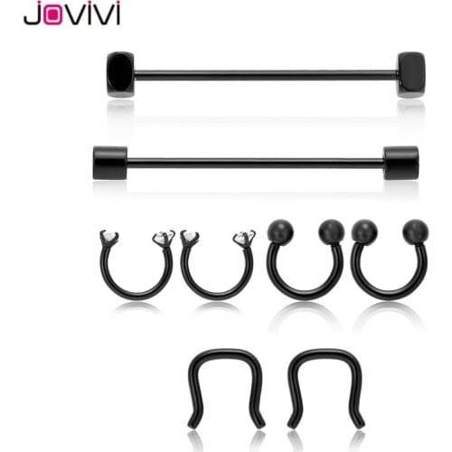 Jovivi Stainless Steel 16G/14G Body Piercing Jewelry for Eyebrow Industrial Cartilage Daith Septum Ear Helix Nose Barbell Cap