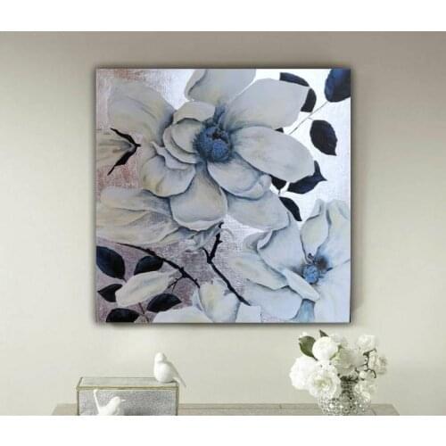 Handmade Canvas Painting Nordic Painting Abstract Flower Painting Silver Leaf Art Painting Flower Painting On Canvas