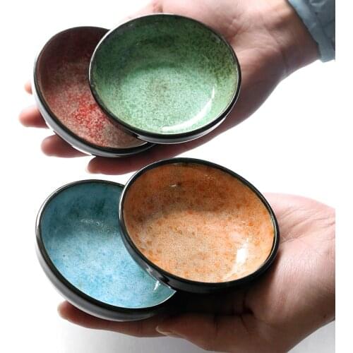 Ceramic Saucer Soy Sauce Small Dish Japanese Retro Ceramic Tableware Small Plate Gravy Boat